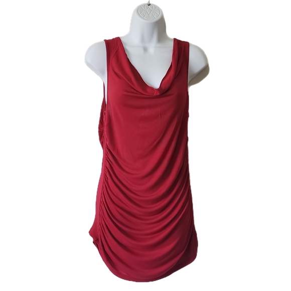 Apostrophe Ladies Blouse Size Large Red Sleeveless Gathered Casual Party - Picture 2 of 10